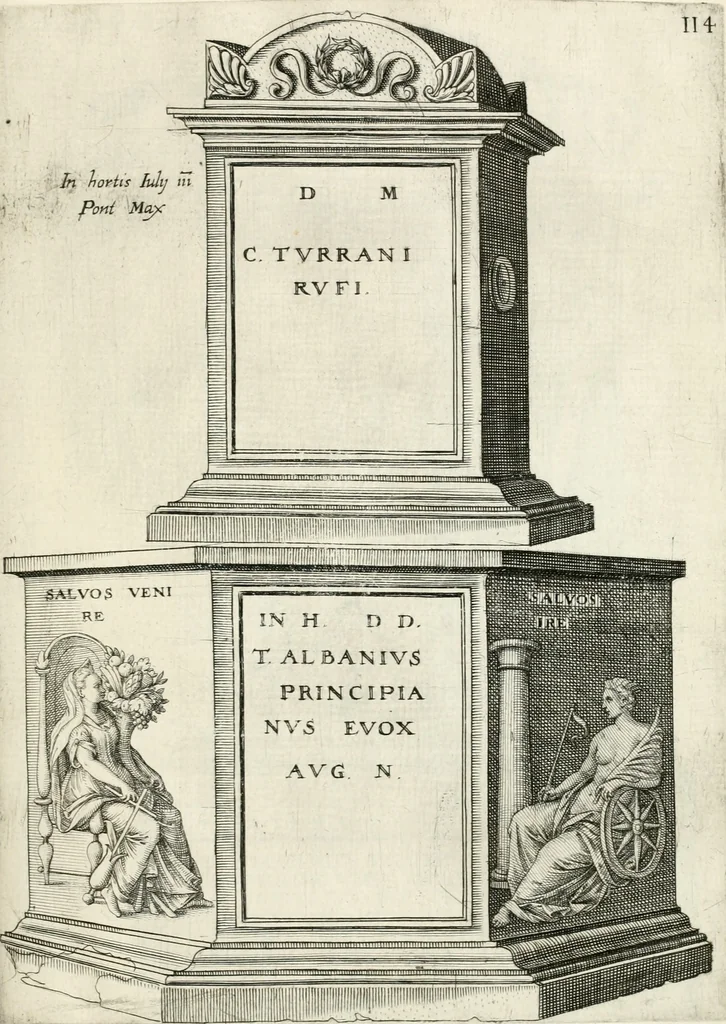An illustration from I.[-VI.] pars Romanae vrbis topographiae & antiquitatum, quâ succinctê & breviter describuntur omnia quae tam publicê quam privatim videntur anim-adversione digna:, 1597, leaf 814