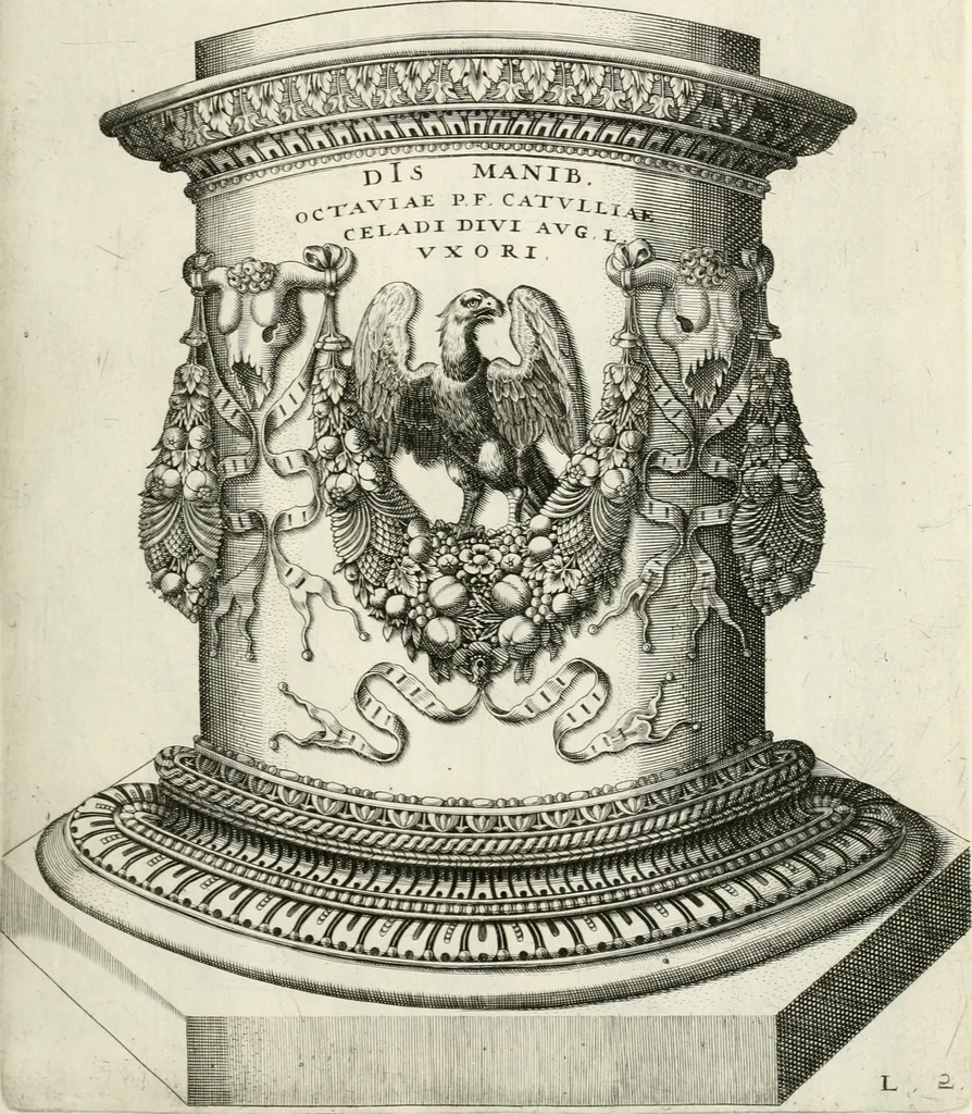 An illustration from I.[-VI.] pars Romanae vrbis topographiae & antiquitatum, quâ succinctê & breviter describuntur omnia quae tam publicê quam privatim videntur anim-adversione digna:, 1597, leaf 98