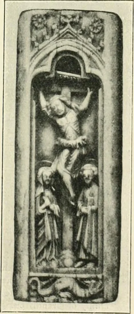 An illustration from Catalogue of the ivory carvings of the Christian era with examples of Mohammedan art and carvings in bone in the Department of British and Mediaeval Antiquities and Ethnography of the British Museum, 1909, leaf 142