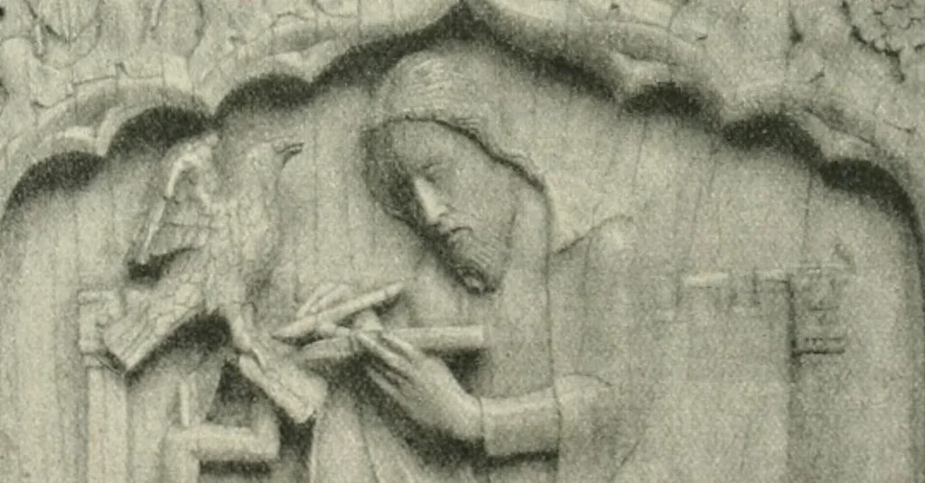 An illustration from Catalogue of the ivory carvings of the Christian era with examples of Mohammedan art and carvings in bone in the Department of British and Mediaeval Antiquities and Ethnography of the British Museum, 1909, leaf 144