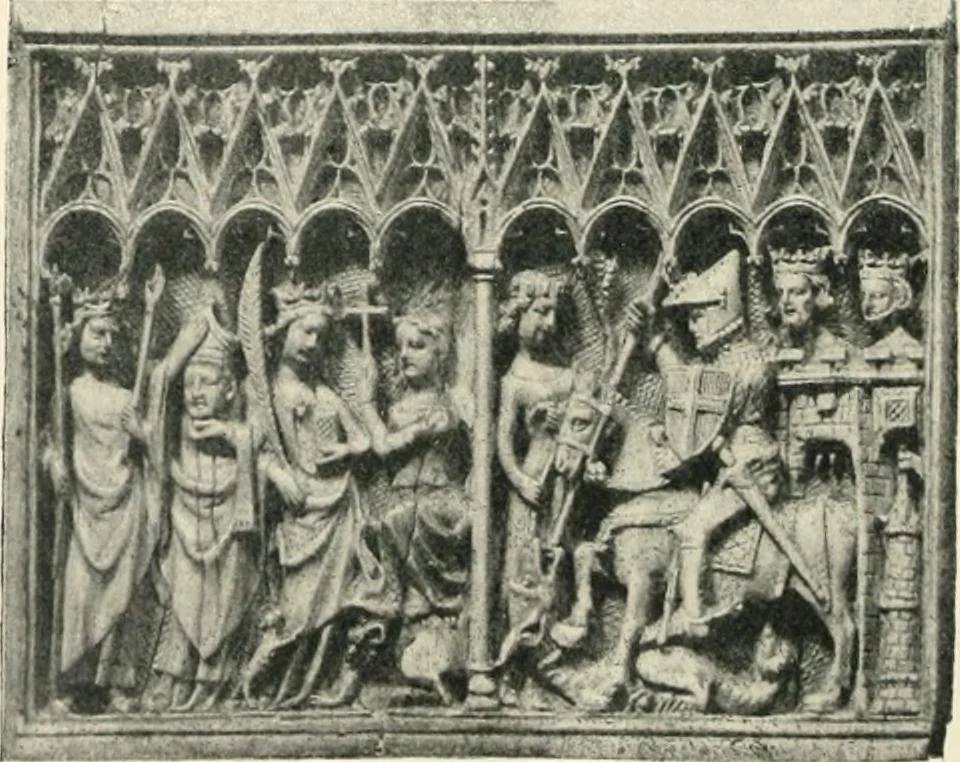 An illustration from Catalogue of the ivory carvings of the Christian era with examples of Mohammedan art and carvings in bone in the Department of British and Mediaeval Antiquities and Ethnography of the British Museum, 1909, leaf 161