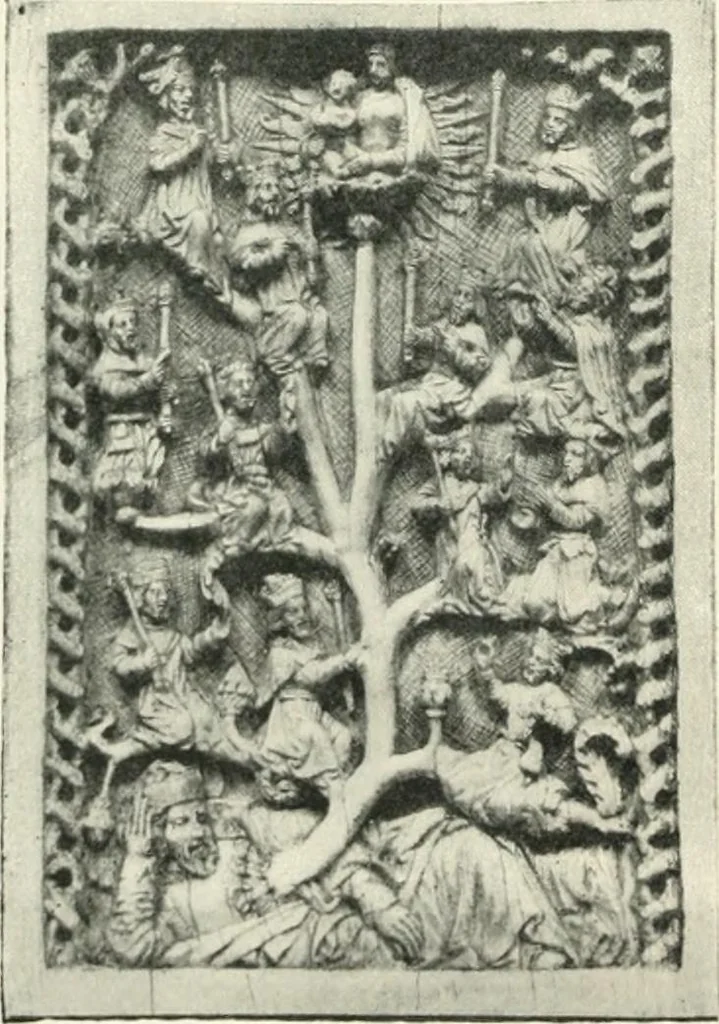 An illustration from Catalogue of the ivory carvings of the Christian era with examples of Mohammedan art and carvings in bone in the Department of British and Mediaeval Antiquities and Ethnography of the British Museum, 1909, leaf 169