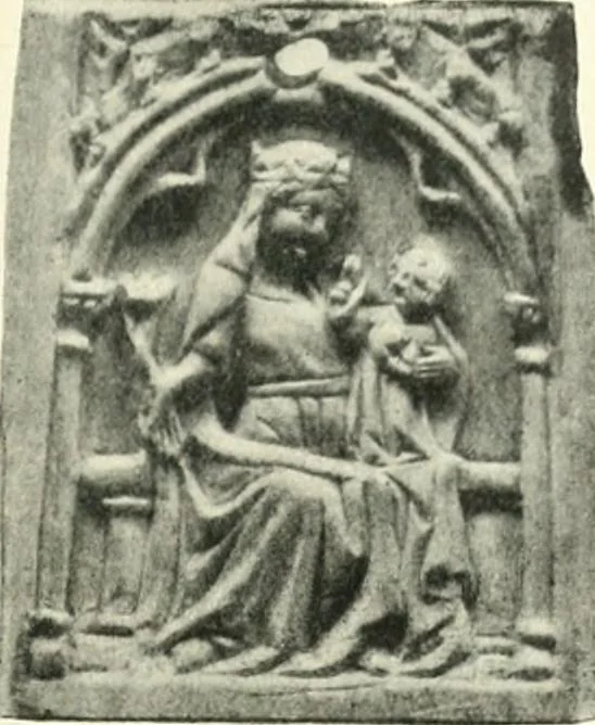 An illustration from Catalogue of the ivory carvings of the Christian era with examples of Mohammedan art and carvings in bone in the Department of British and Mediaeval Antiquities and Ethnography of the British Museum, 1909, leaf 174
