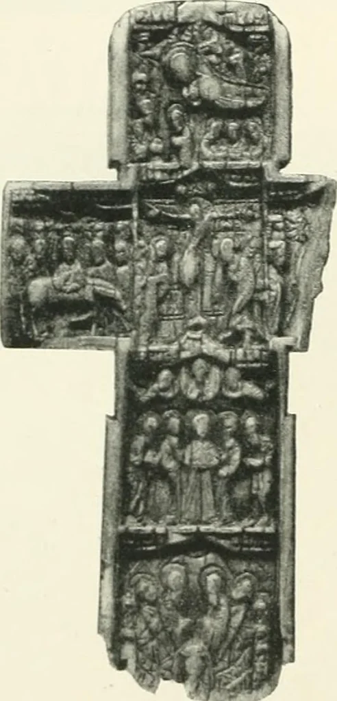 An illustration from Catalogue of the ivory carvings of the Christian era with examples of Mohammedan art and carvings in bone in the Department of British and Mediaeval Antiquities and Ethnography of the British Museum, 1909, leaf 227