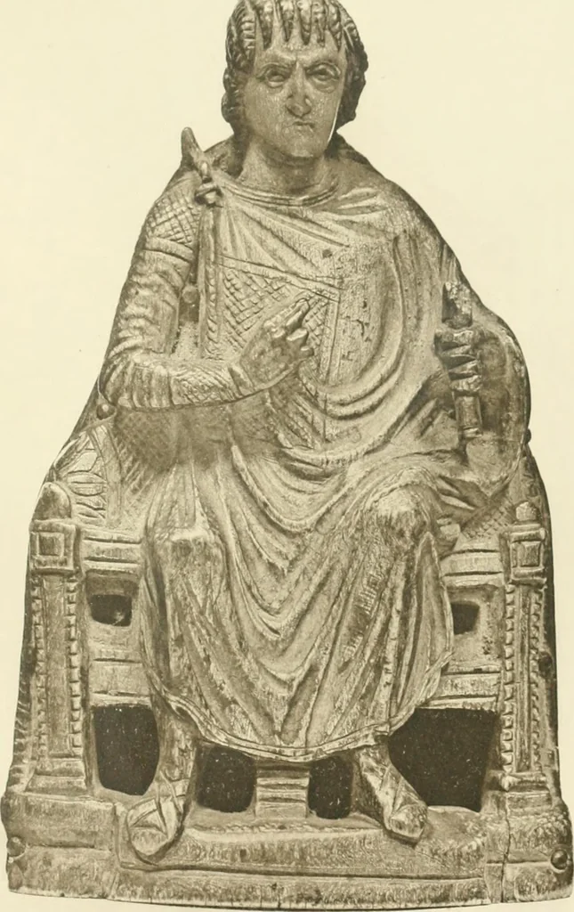 An illustration from Catalogue of the ivory carvings of the Christian era with examples of Mohammedan art and carvings in bone in the Department of British and Mediaeval Antiquities and Ethnography of the British Museum, 1909, leaf 252