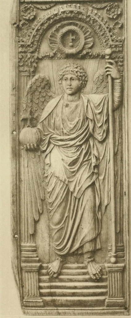 An illustration from Catalogue of the ivory carvings of the Christian era with examples of Mohammedan art and carvings in bone in the Department of British and Mediaeval Antiquities and Ethnography of the British Museum, 1909, leaf 260