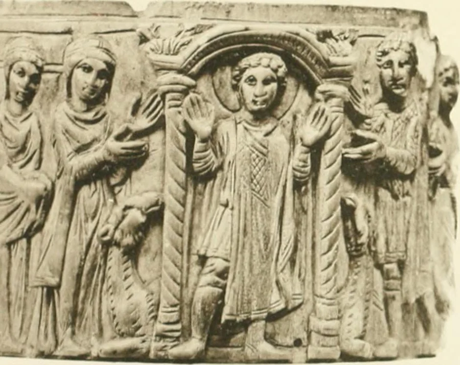An illustration from Catalogue of the ivory carvings of the Christian era with examples of Mohammedan art and carvings in bone in the Department of British and Mediaeval Antiquities and Ethnography of the British Museum, 1909, leaf 262
