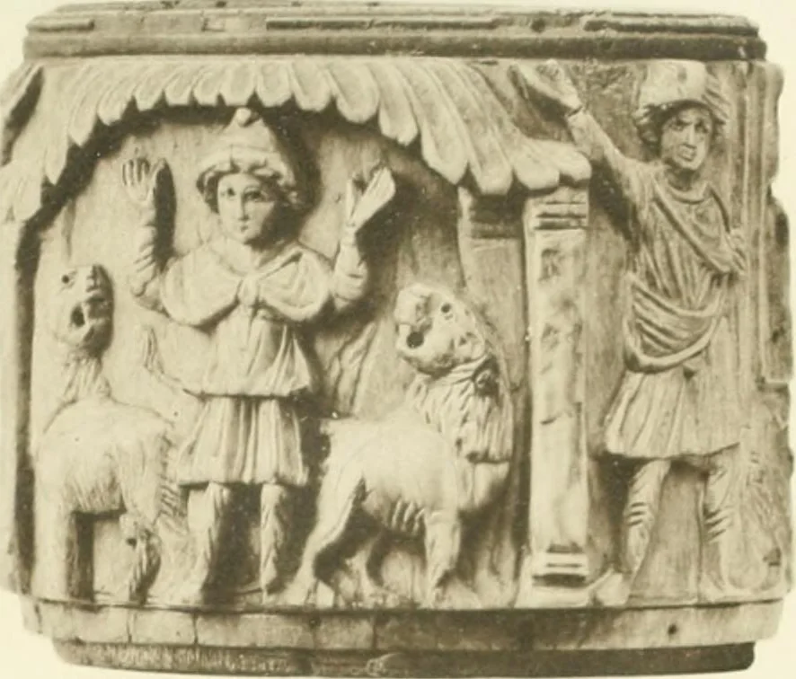 An illustration from Catalogue of the ivory carvings of the Christian era with examples of Mohammedan art and carvings in bone in the Department of British and Mediaeval Antiquities and Ethnography of the British Museum, 1909, leaf 264