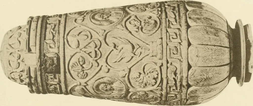 An illustration from Catalogue of the ivory carvings of the Christian era with examples of Mohammedan art and carvings in bone in the Department of British and Mediaeval Antiquities and Ethnography of the British Museum, 1909, leaf 268