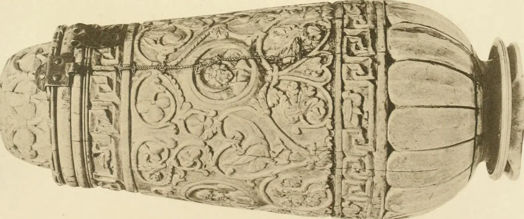 An illustration from Catalogue of the ivory carvings of the Christian era with examples of Mohammedan art and carvings in bone in the Department of British and Mediaeval Antiquities and Ethnography of the British Museum, 1909, leaf 268