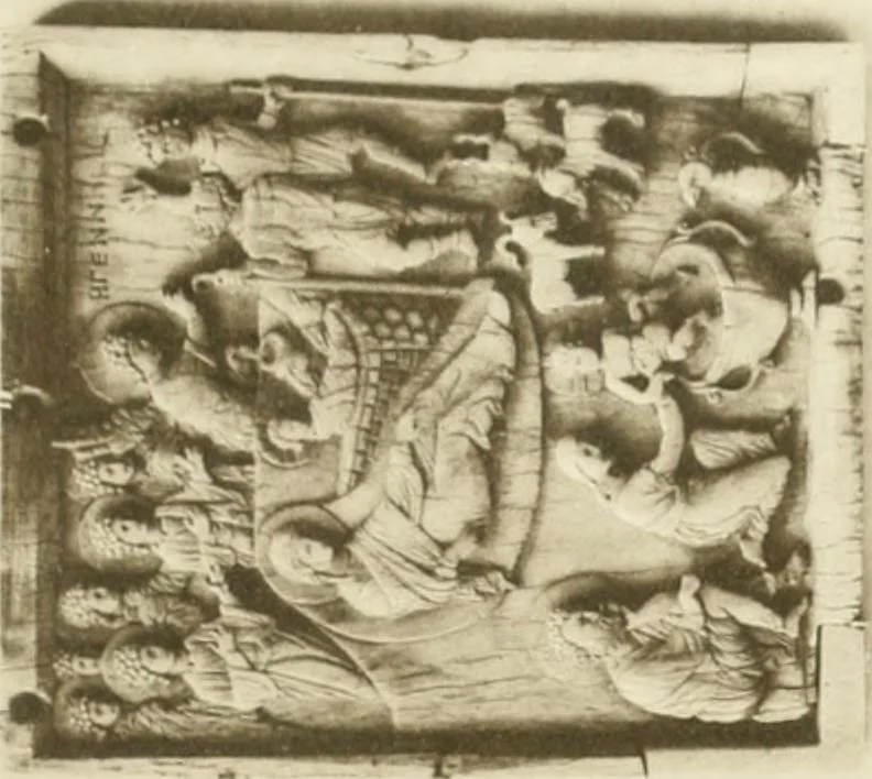 An illustration from Catalogue of the ivory carvings of the Christian era with examples of Mohammedan art and carvings in bone in the Department of British and Mediaeval Antiquities and Ethnography of the British Museum, 1909, leaf 272