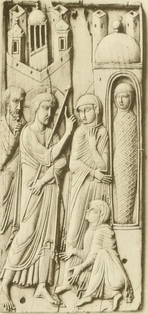 An illustration from Catalogue of the ivory carvings of the Christian era with examples of Mohammedan art and carvings in bone in the Department of British and Mediaeval Antiquities and Ethnography of the British Museum, 1909, leaf 272