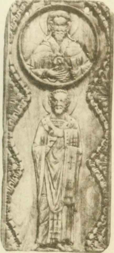 An illustration from Catalogue of the ivory carvings of the Christian era with examples of Mohammedan art and carvings in bone in the Department of British and Mediaeval Antiquities and Ethnography of the British Museum, 1909, leaf 276