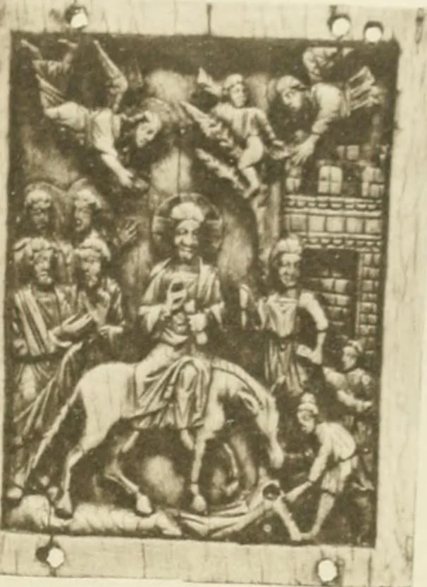 An illustration from Catalogue of the ivory carvings of the Christian era with examples of Mohammedan art and carvings in bone in the Department of British and Mediaeval Antiquities and Ethnography of the British Museum, 1909, leaf 276