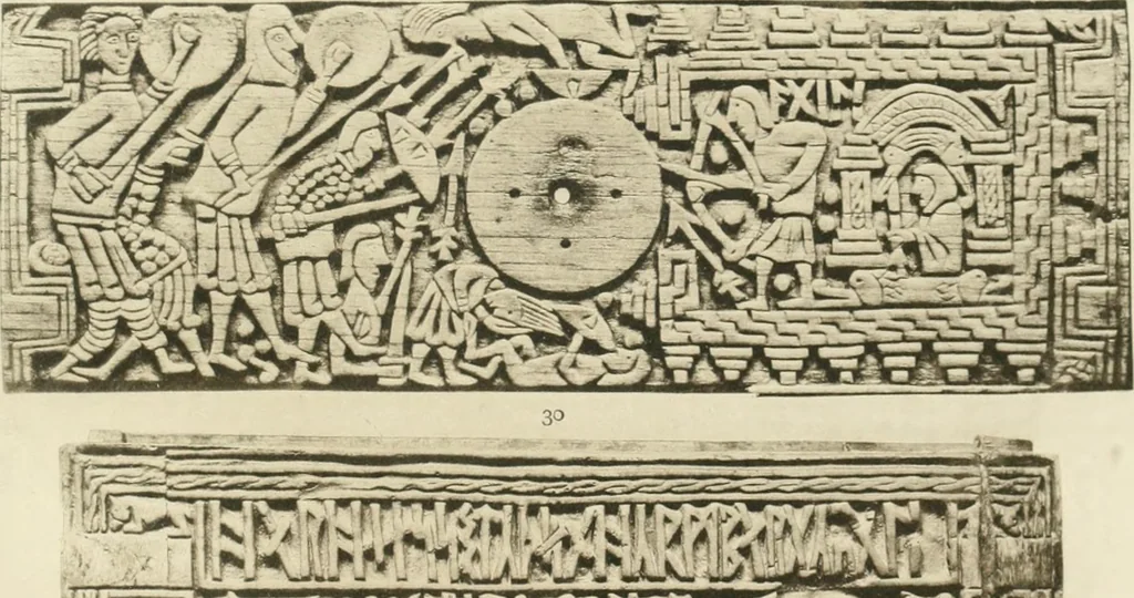 An illustration from Catalogue of the ivory carvings of the Christian era with examples of Mohammedan art and carvings in bone in the Department of British and Mediaeval Antiquities and Ethnography of the British Museum, 1909, leaf 282