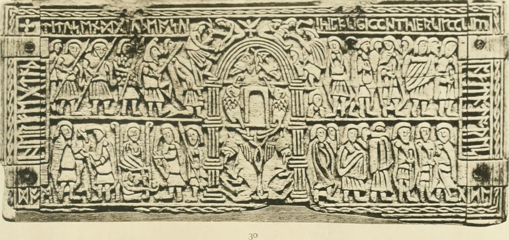 An illustration from Catalogue of the ivory carvings of the Christian era with examples of Mohammedan art and carvings in bone in the Department of British and Mediaeval Antiquities and Ethnography of the British Museum, 1909, leaf 284
