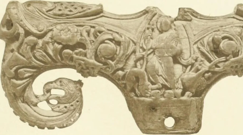 An illustration from Catalogue of the ivory carvings of the Christian era with examples of Mohammedan art and carvings in bone in the Department of British and Mediaeval Antiquities and Ethnography of the British Museum, 1909, leaf 286