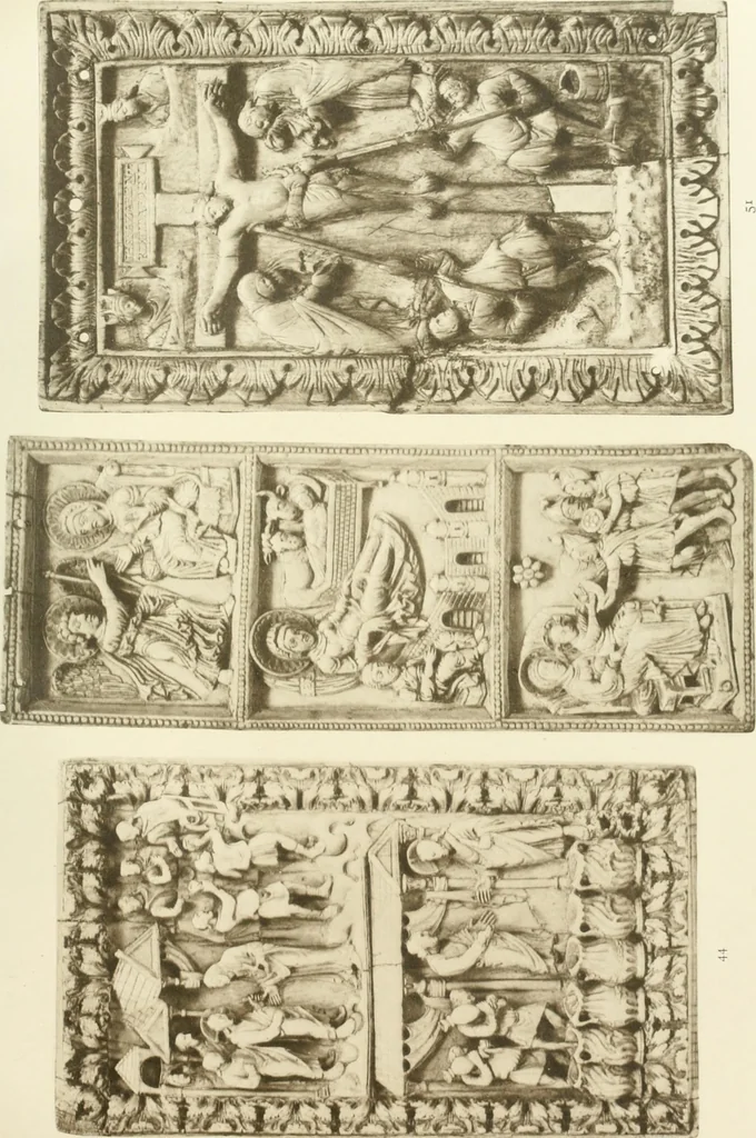 An illustration from Catalogue of the ivory carvings of the Christian era with examples of Mohammedan art and carvings in bone in the Department of British and Mediaeval Antiquities and Ethnography of the British Museum, 1909, leaf 292