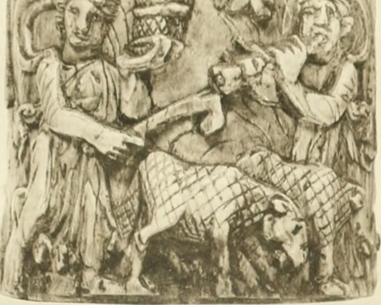 An illustration from Catalogue of the ivory carvings of the Christian era with examples of Mohammedan art and carvings in bone in the Department of British and Mediaeval Antiquities and Ethnography of the British Museum, 1909, leaf 294
