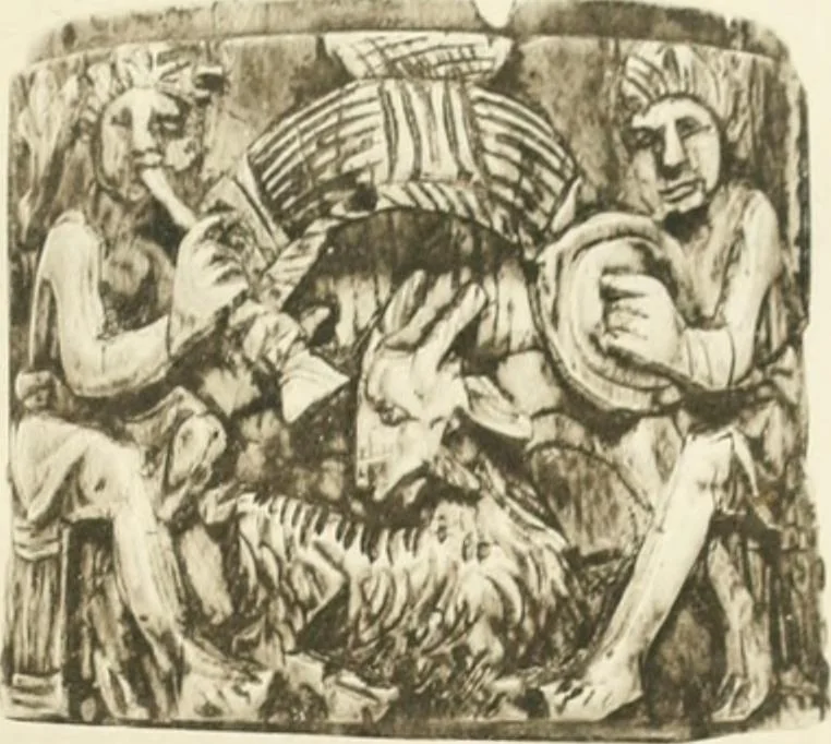 An illustration from Catalogue of the ivory carvings of the Christian era with examples of Mohammedan art and carvings in bone in the Department of British and Mediaeval Antiquities and Ethnography of the British Museum, 1909, leaf 294