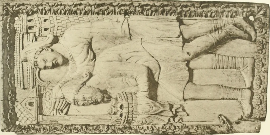 An illustration from Catalogue of the ivory carvings of the Christian era with examples of Mohammedan art and carvings in bone in the Department of British and Mediaeval Antiquities and Ethnography of the British Museum, 1909, leaf 302