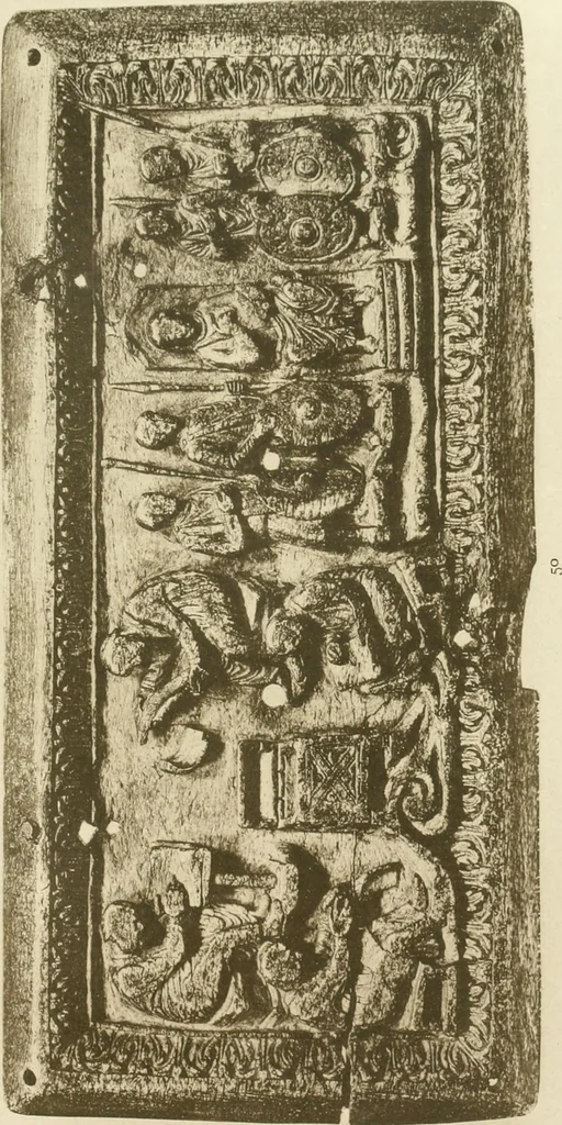 An illustration from Catalogue of the ivory carvings of the Christian era with examples of Mohammedan art and carvings in bone in the Department of British and Mediaeval Antiquities and Ethnography of the British Museum, 1909, leaf 304