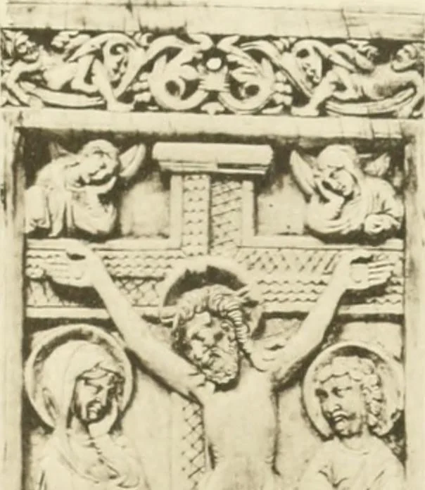 An illustration from Catalogue of the ivory carvings of the Christian era with examples of Mohammedan art and carvings in bone in the Department of British and Mediaeval Antiquities and Ethnography of the British Museum, 1909, leaf 306