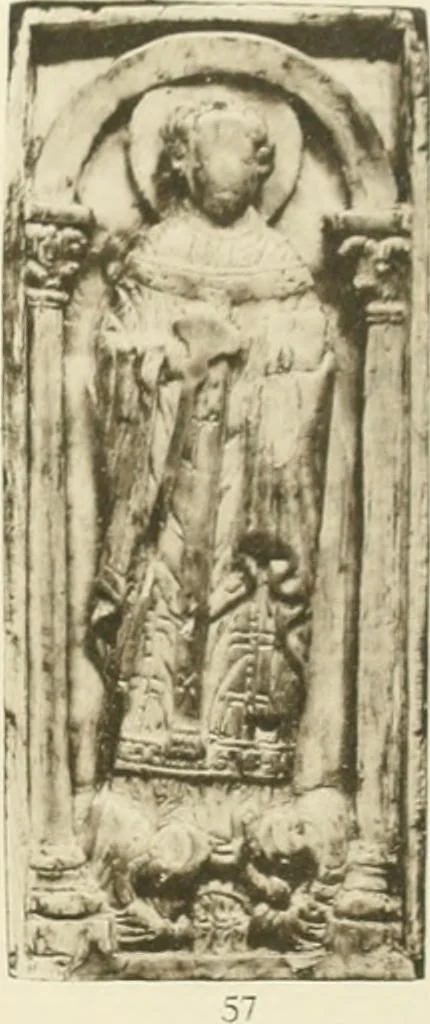 An illustration from Catalogue of the ivory carvings of the Christian era with examples of Mohammedan art and carvings in bone in the Department of British and Mediaeval Antiquities and Ethnography of the British Museum, 1909, leaf 306