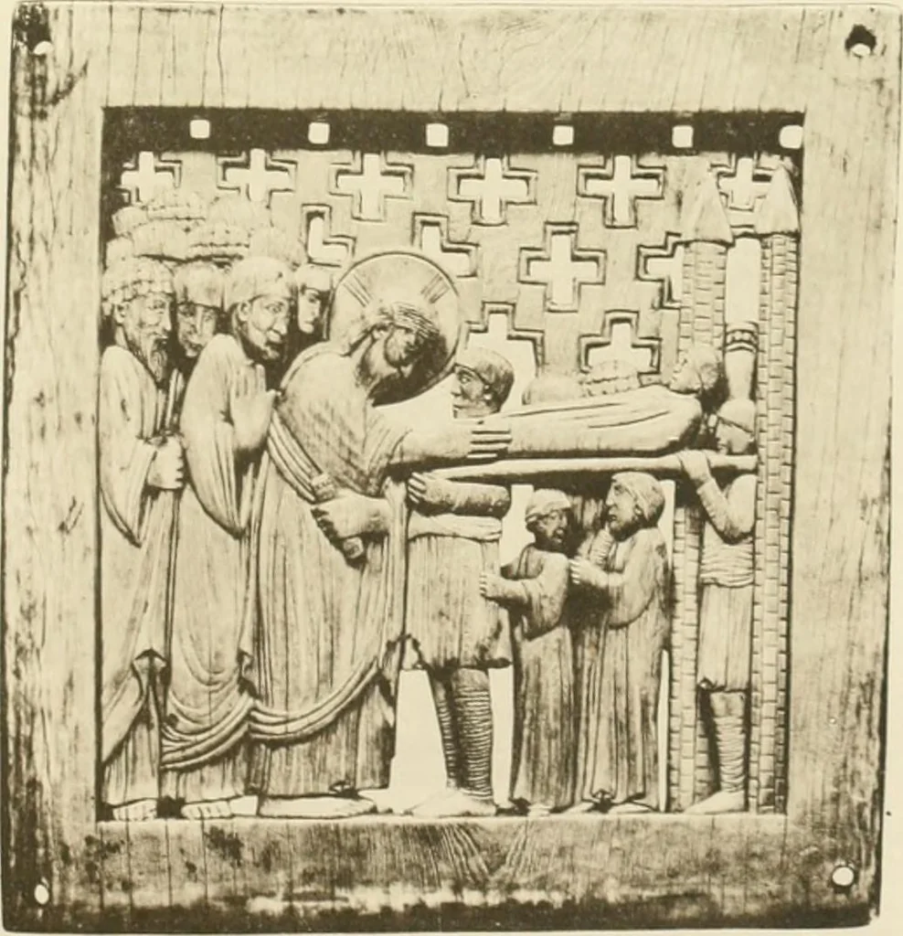 An illustration from Catalogue of the ivory carvings of the Christian era with examples of Mohammedan art and carvings in bone in the Department of British and Mediaeval Antiquities and Ethnography of the British Museum, 1909, leaf 306
