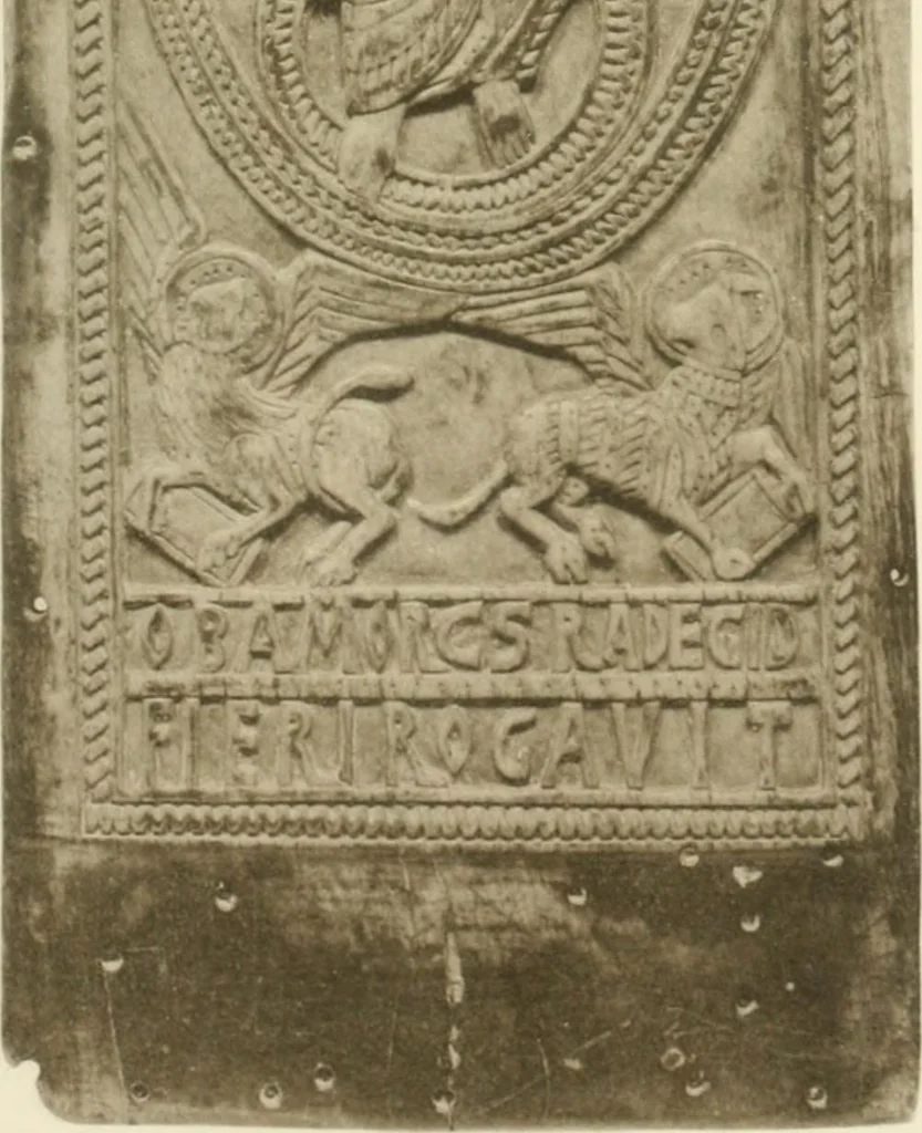 An illustration from Catalogue of the ivory carvings of the Christian era with examples of Mohammedan art and carvings in bone in the Department of British and Mediaeval Antiquities and Ethnography of the British Museum, 1909, leaf 308