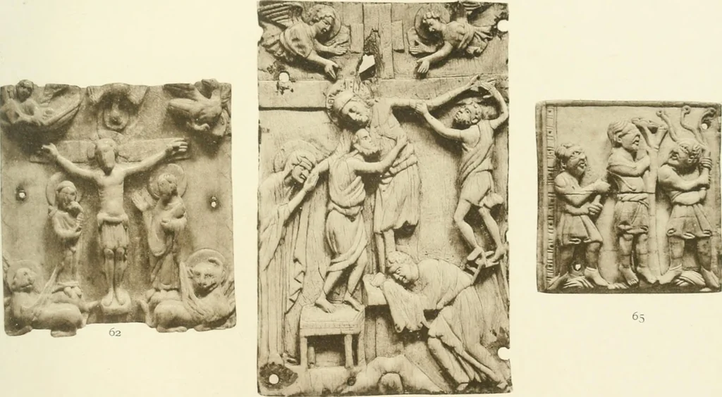 An illustration from Catalogue of the ivory carvings of the Christian era with examples of Mohammedan art and carvings in bone in the Department of British and Mediaeval Antiquities and Ethnography of the British Museum, 1909, leaf 312