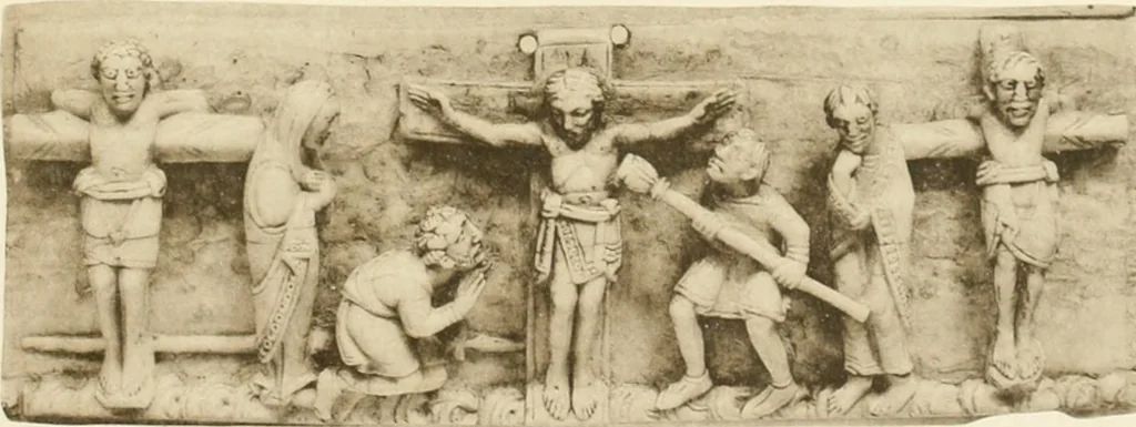 An illustration from Catalogue of the ivory carvings of the Christian era with examples of Mohammedan art and carvings in bone in the Department of British and Mediaeval Antiquities and Ethnography of the British Museum, 1909, leaf 312