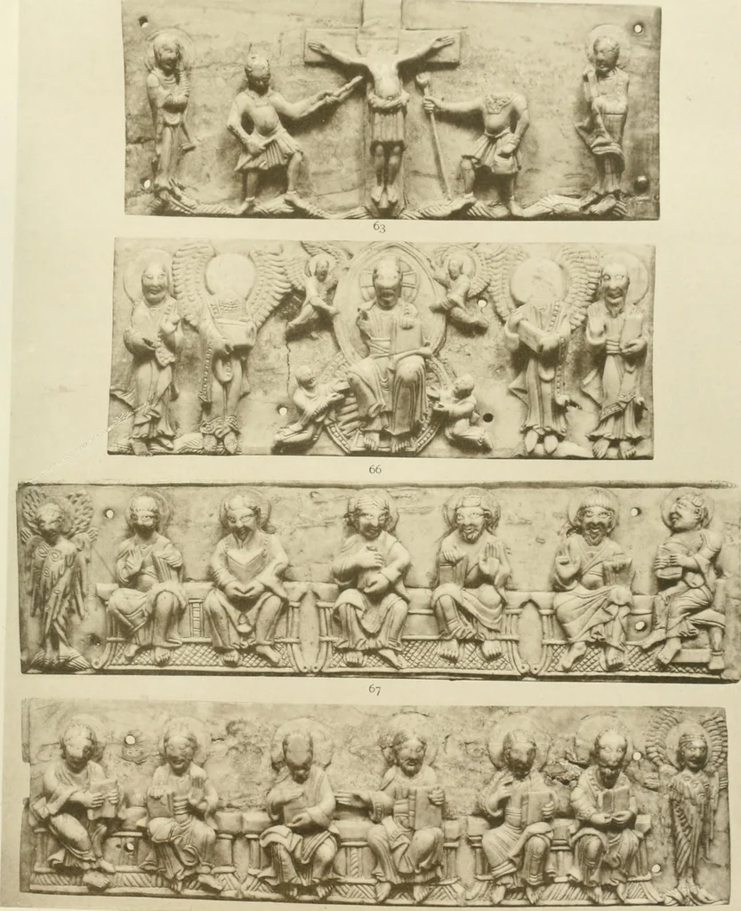 An illustration from Catalogue of the ivory carvings of the Christian era with examples of Mohammedan art and carvings in bone in the Department of British and Mediaeval Antiquities and Ethnography of the British Museum, 1909, leaf 314