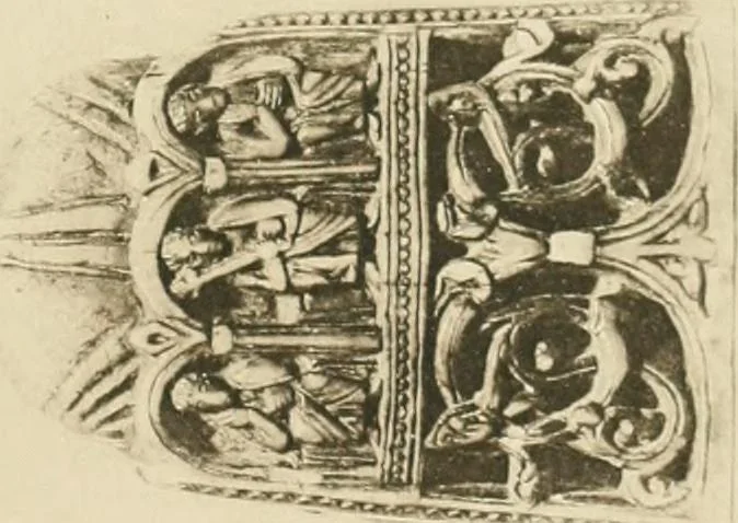 An illustration from Catalogue of the ivory carvings of the Christian era with examples of Mohammedan art and carvings in bone in the Department of British and Mediaeval Antiquities and Ethnography of the British Museum, 1909, leaf 316