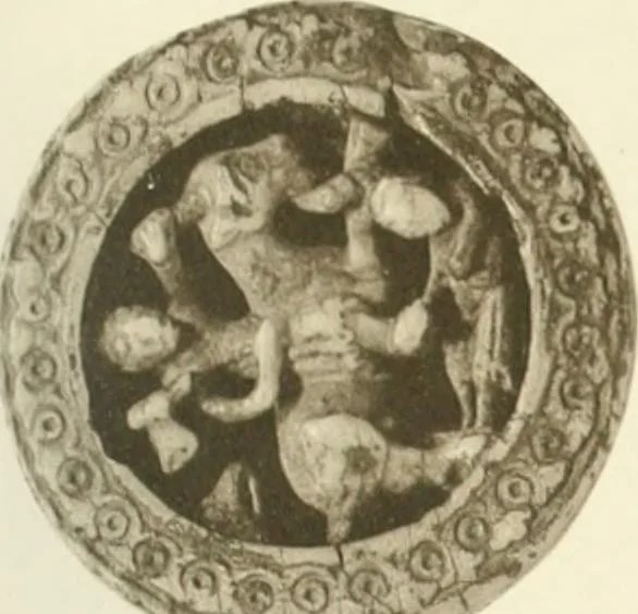 An illustration from Catalogue of the ivory carvings of the Christian era with examples of Mohammedan art and carvings in bone in the Department of British and Mediaeval Antiquities and Ethnography of the British Museum, 1909, leaf 346
