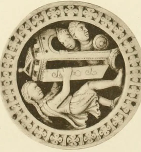An illustration from Catalogue of the ivory carvings of the Christian era with examples of Mohammedan art and carvings in bone in the Department of British and Mediaeval Antiquities and Ethnography of the British Museum, 1909, leaf 346