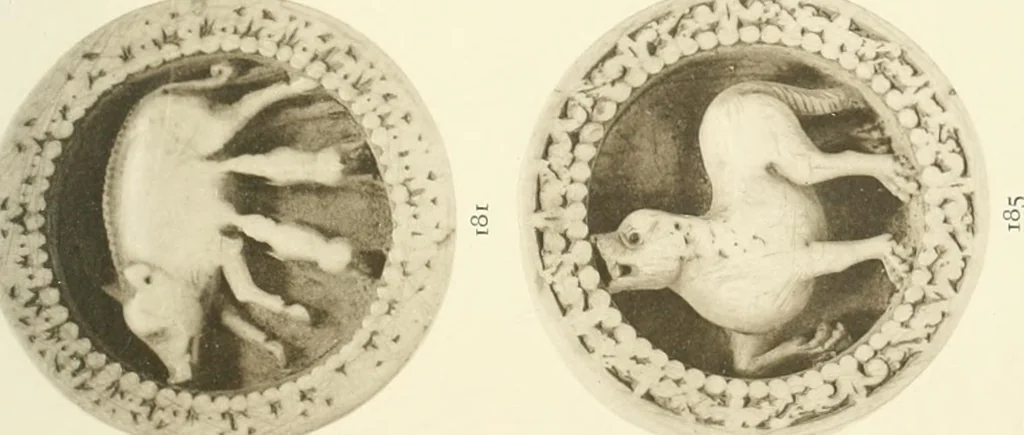 An illustration from Catalogue of the ivory carvings of the Christian era with examples of Mohammedan art and carvings in bone in the Department of British and Mediaeval Antiquities and Ethnography of the British Museum, 1909, leaf 348