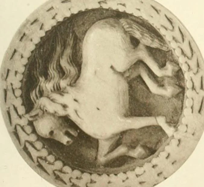 An illustration from Catalogue of the ivory carvings of the Christian era with examples of Mohammedan art and carvings in bone in the Department of British and Mediaeval Antiquities and Ethnography of the British Museum, 1909, leaf 348