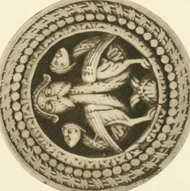 An illustration from Catalogue of the ivory carvings of the Christian era with examples of Mohammedan art and carvings in bone in the Department of British and Mediaeval Antiquities and Ethnography of the British Museum, 1909, leaf 348