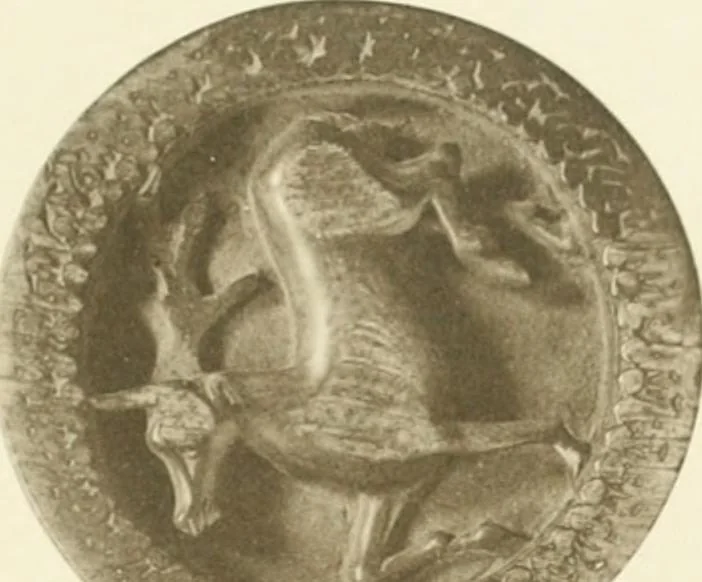 An illustration from Catalogue of the ivory carvings of the Christian era with examples of Mohammedan art and carvings in bone in the Department of British and Mediaeval Antiquities and Ethnography of the British Museum, 1909, leaf 350