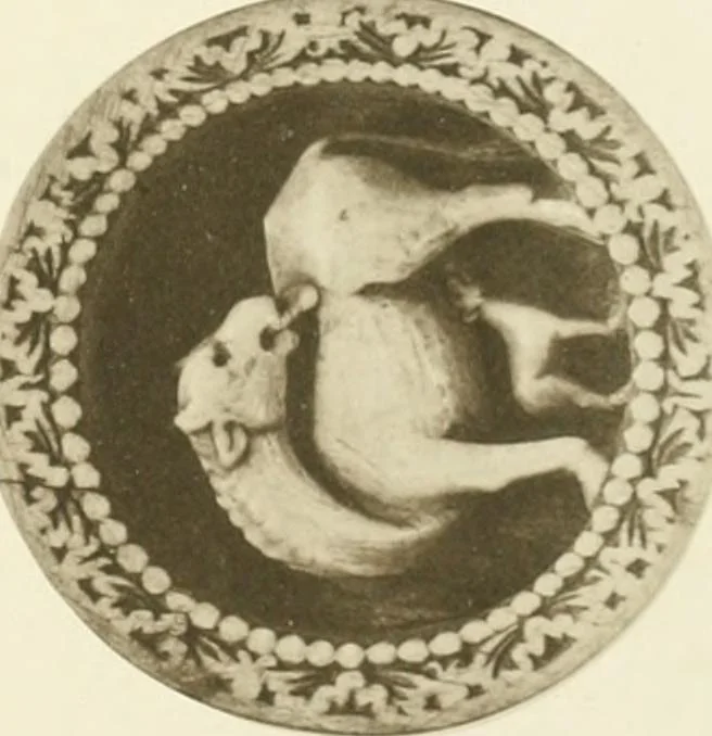 An illustration from Catalogue of the ivory carvings of the Christian era with examples of Mohammedan art and carvings in bone in the Department of British and Mediaeval Antiquities and Ethnography of the British Museum, 1909, leaf 350