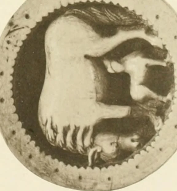 An illustration from Catalogue of the ivory carvings of the Christian era with examples of Mohammedan art and carvings in bone in the Department of British and Mediaeval Antiquities and Ethnography of the British Museum, 1909, leaf 350
