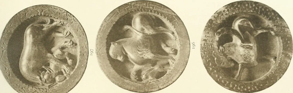 An illustration from Catalogue of the ivory carvings of the Christian era with examples of Mohammedan art and carvings in bone in the Department of British and Mediaeval Antiquities and Ethnography of the British Museum, 1909, leaf 352