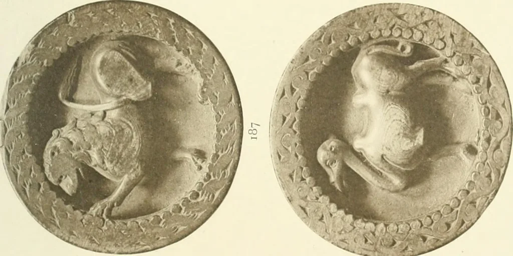 An illustration from Catalogue of the ivory carvings of the Christian era with examples of Mohammedan art and carvings in bone in the Department of British and Mediaeval Antiquities and Ethnography of the British Museum, 1909, leaf 352