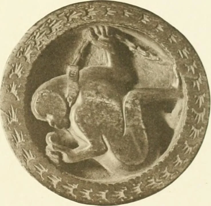 An illustration from Catalogue of the ivory carvings of the Christian era with examples of Mohammedan art and carvings in bone in the Department of British and Mediaeval Antiquities and Ethnography of the British Museum, 1909, leaf 352