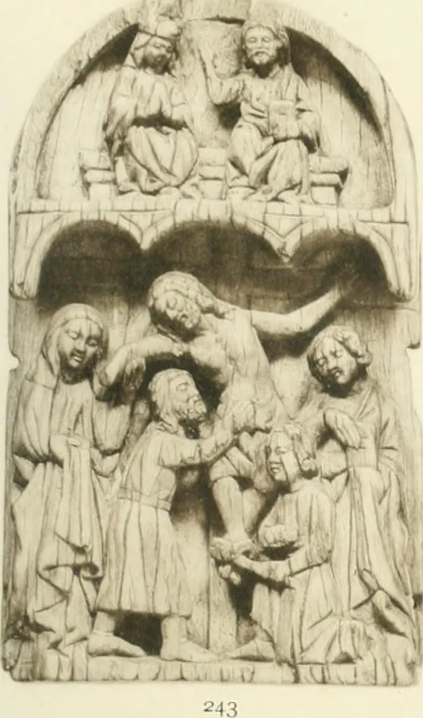 An illustration from Catalogue of the ivory carvings of the Christian era with examples of Mohammedan art and carvings in bone in the Department of British and Mediaeval Antiquities and Ethnography of the British Museum, 1909, leaf 354