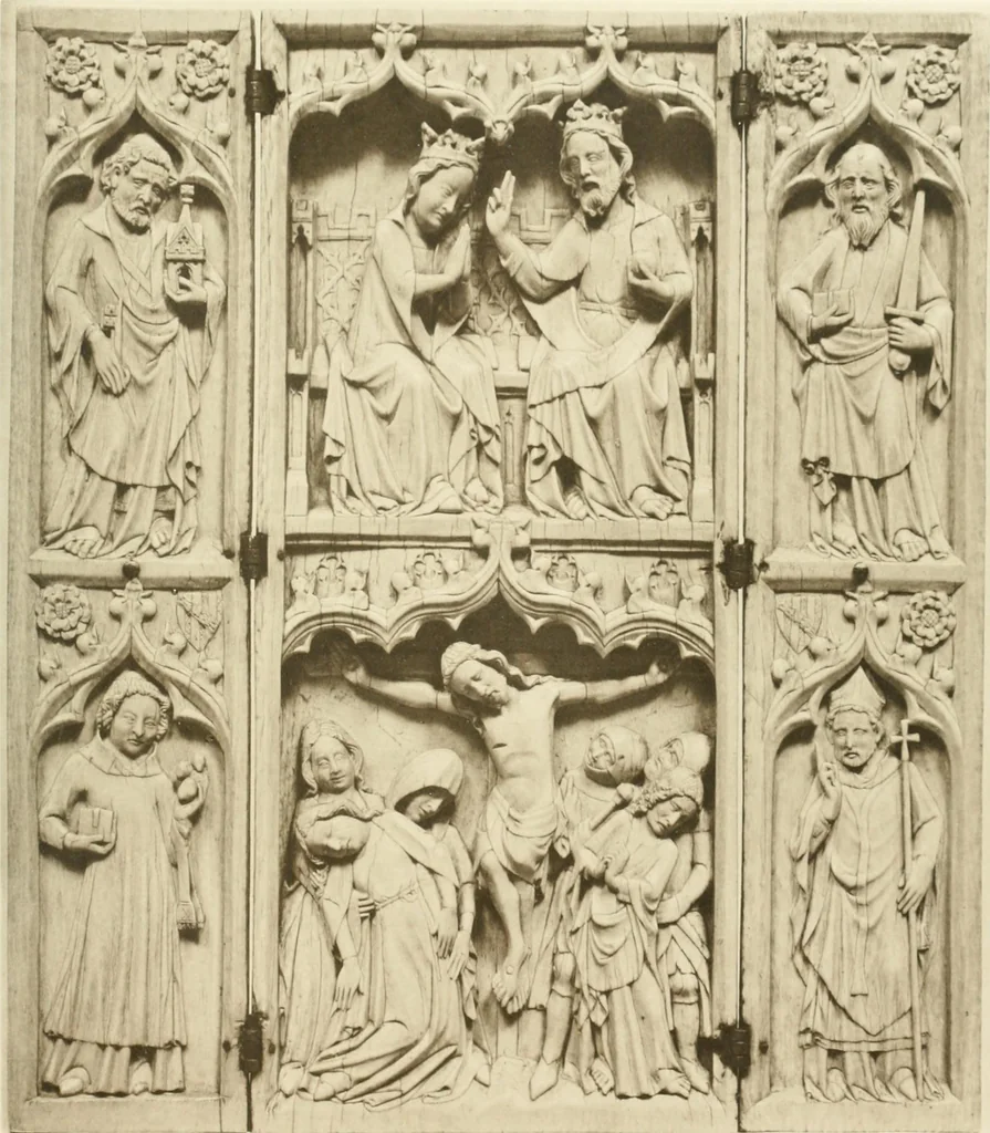 An illustration from Catalogue of the ivory carvings of the Christian era with examples of Mohammedan art and carvings in bone in the Department of British and Mediaeval Antiquities and Ethnography of the British Museum, 1909, leaf 356