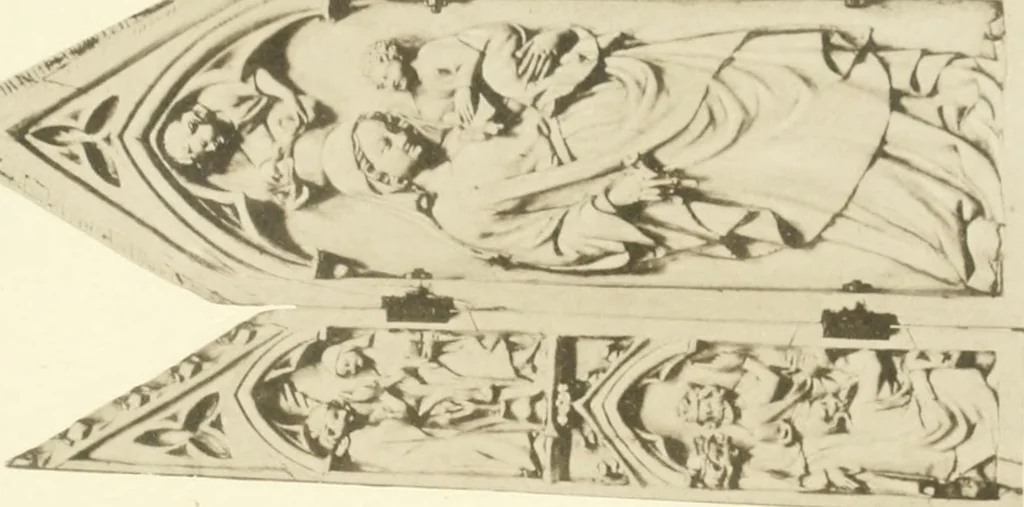 An illustration from Catalogue of the ivory carvings of the Christian era with examples of Mohammedan art and carvings in bone in the Department of British and Mediaeval Antiquities and Ethnography of the British Museum, 1909, leaf 364