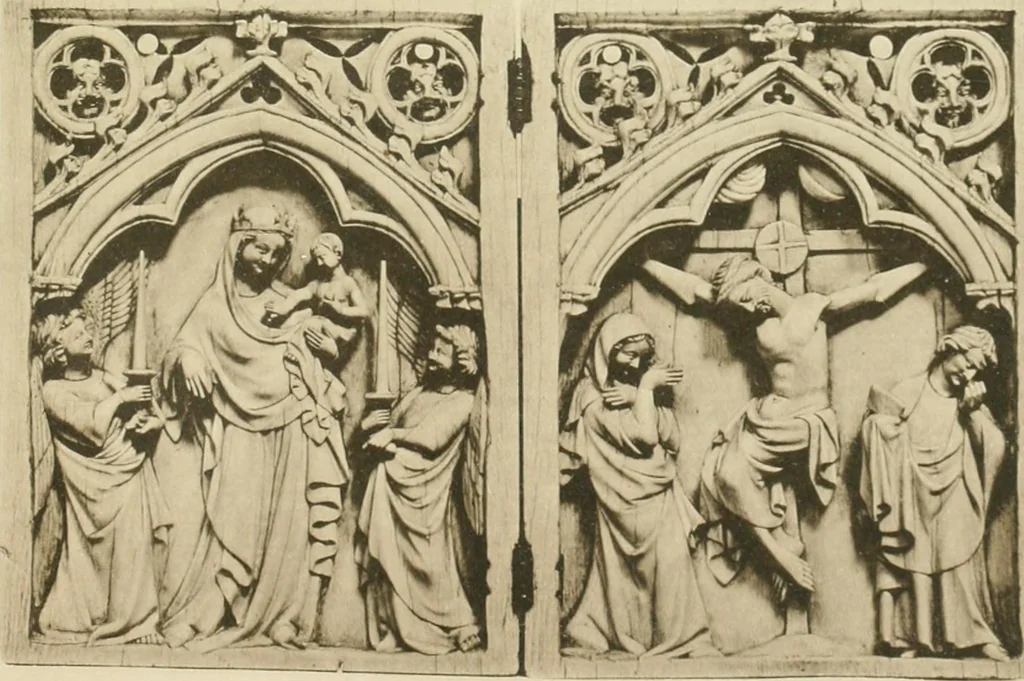 An illustration from Catalogue of the ivory carvings of the Christian era with examples of Mohammedan art and carvings in bone in the Department of British and Mediaeval Antiquities and Ethnography of the British Museum, 1909, leaf 368