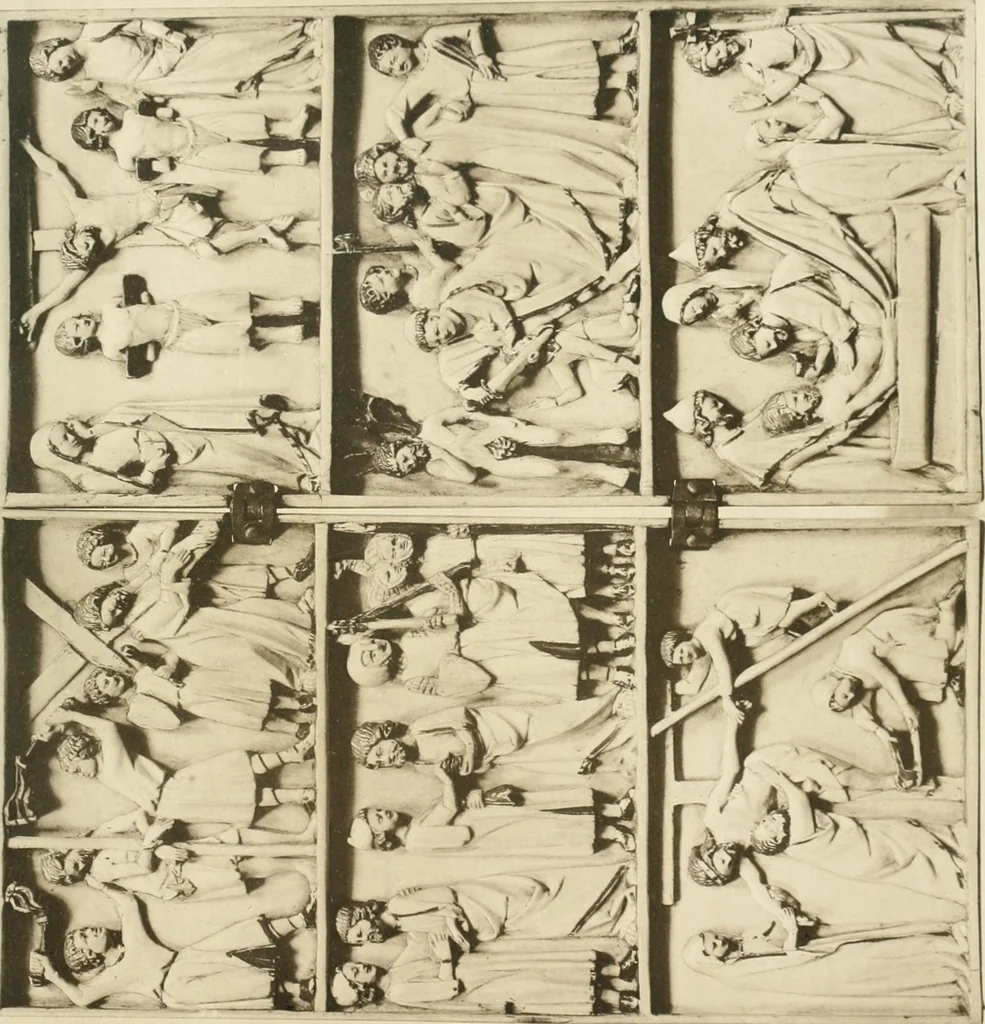 An illustration from Catalogue of the ivory carvings of the Christian era with examples of Mohammedan art and carvings in bone in the Department of British and Mediaeval Antiquities and Ethnography of the British Museum, 1909, leaf 372